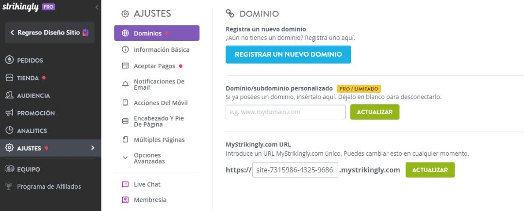 null Registrar nuevo dominio Strikingly